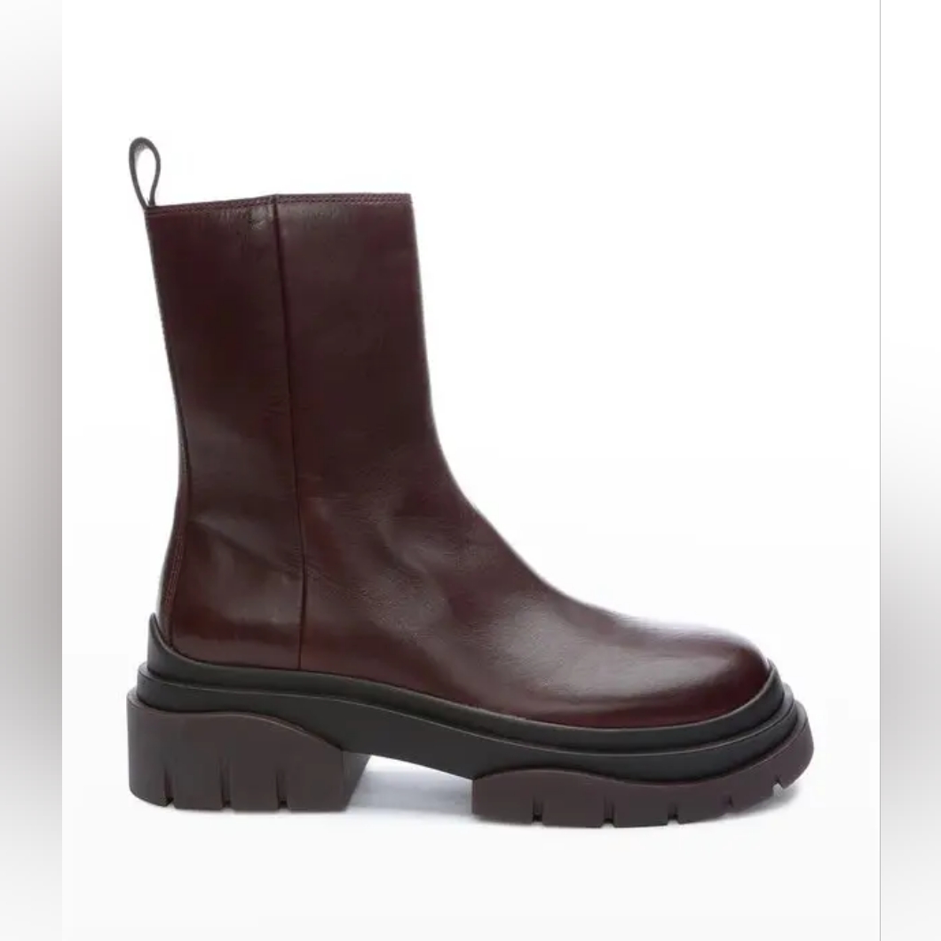Nwt Ash 'Sting' Leather Mid Chunky Boot, Size 40 Eu/ 9 Us